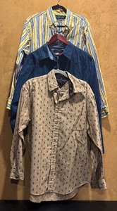 lot 633R image: MBC - Set of 3 Mens Size Large Long Sleeve Shirts by Ralph Lauren and Tommy Hilfiger