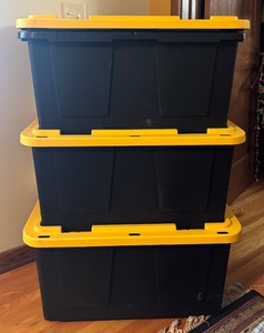lot 683R image: BS - Set of 3 Heavy-Duty Storage Totes with Yellow Lids