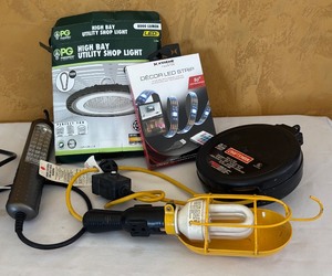 lot 684R image: BS - Lot of Utility Shop Lights and Xtreme Decor LED Light Strip