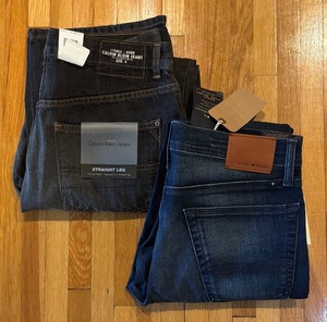 lot 700R image: BS - Two Pairs of Mens Size 33x32 Jeans by Lucky Brand and Calvin Klein