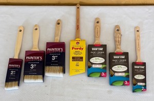 lot 702R image: MBC - Set of Assorted New Paint Brushes by Purdy, Shur-Line, and Painters Collection