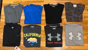lot 705R image: BS - Collection of 8 Assorted Large T-Shirts by Nike, Under Armour, Levis and More