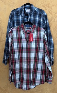 lot 716R image: MBC - Set of 2 Mens Plaid Button-Down Shirts by Izod and Pepe Jeans Size Medium