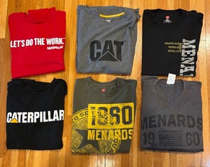 lot 717R image: BS - Lot of 6 Size Large Caterpillar and Menards Branded T-Shirts