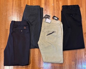 lot 721R image: MBC - Set of 4 Mens Size 34 Pants by Perry Ellis, Request Jeans, Banana Republic and Tommy Hilfiger