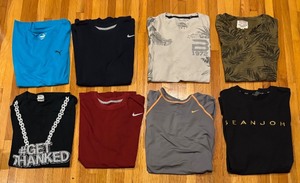 lot 722R image: MBC - Lot of 8 Size Large Mens Shirts Featuring Nike, Lucky Brand, Buffalo, Puma and More