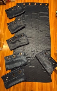 lot 723R image: MBC - Set of 8 Navy Blue Blackout Curtains