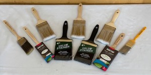 lot 724R image: LR - Assorted Paint Brushes Lot Including Value Stainers and Shur-Line Brushes