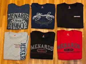 lot 727R image: MBC - Set of 6 Menards XL T-Shirts Assorted Designs