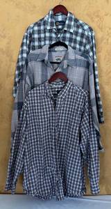 lot 732R image: Size XL shirts by Izod, Nautica and Adirondack - Set of 3 XL Mens Plaid Long Sleeve Shirts Nautica, Adirondack and Izod