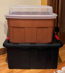 lot 734R image: H - Two Plastic Storage Bins with Lids