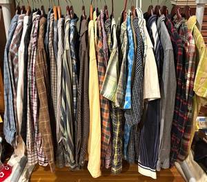 lot 738R image: MB - Collection of Mens Size Large Long and Short Sleeve Shirts by Izod, Columbia and More