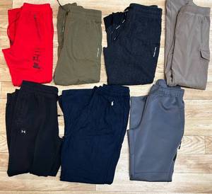 lot 55C image: LR - Set of 8 Mens Athletic Jogger Pants, Size Small, Various Brands