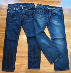 lot 57C image: LR - Set of 2 Mens Designer Jeans True Religion and Philipp Plein Size 34