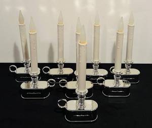 lot 323C image: S - Set of 8 Silver 8 Inch Electric Window Candles with Holders