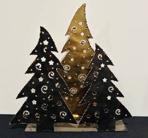 lot 325C image: S - 12 Inch Metal Christmas Tree Candle Holder Trio