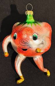 lot 337C image: TR - Rare Christopher Radko Tutti Frutti Ornament Strawberry Blown Glass Vintage 1995