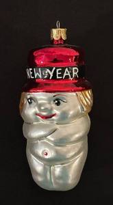 lot 339C image: TR - Christopher Radko Mouth-Blown Glass New Years Baby Ornament.