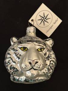 lot 417C image: TR - Christopher Radko 3-Inch Glass Tiger Head Ornament with Tag