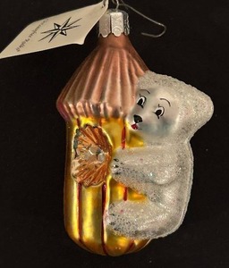 lot 426C image: FR - Vintage Christopher Radko Honey Bear Hand Blown and Hand Painted Glass Ornament