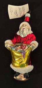 lot 429C image: FR - Christopher Radko Santa with Gifts Glass Ornament