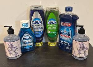 lot 809R image: LL  - Collection of Dawn Dish Soaps, Essenza Luxury Hand Soaps and Finish Rinse Aid