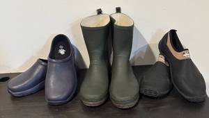 lot 813R image: LL  - Set of 3 Pairs Size 11 Rubber Shoes by Lewis & Clark, Dawgs and More