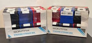lot 814R image: LL  - Lot of 24 Sontax Stacking Storage Boxes Assorted Colors