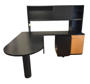 lot 127RR image: Techline L-Shaped Office Desk with Drawers and Cabinet