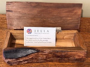 lot 58D image: Jella World Artist Collections Teak Wood Box - Hand-Hewn