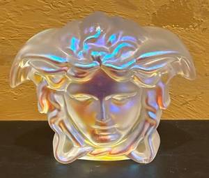 lot 31RR image: K - Rosenthal Versace Iridescent Glass Medusa Head Paperweight