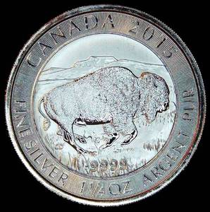lot 10 image: 2015 RCM 1.25oz 9999 Silver Bison Coin