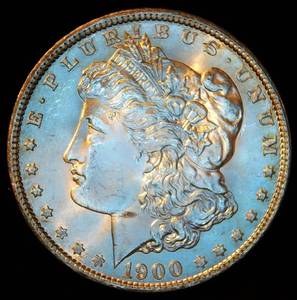 Uncirculated 1900-O Morgan Silver Dollar, Original Surfaces w/Full Luster & Slight Bronze Toning