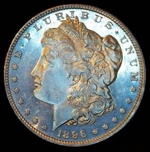 lot 26 image: AUBU, Semi PL 1896 Morgan Silver Dollar, Original Surfaces wabove Average Strike & Deep Mirrors