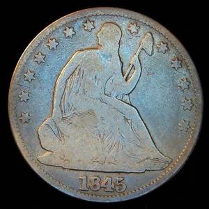 lot 31 image: Scarce 1845 Seated Liberty Half Dollar, 589k mintage