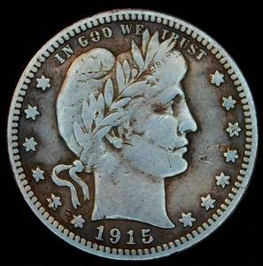 lot 50 image: 1915 Barber Quarter, VGF, Original Surfaces