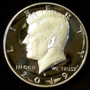 lot 56 image: Proof 2019-S .999 Fine Kennedy Half Dollar, .358 oz ASW
