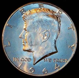 lot 64 image: Gorgeous Uncirculated 1964 Kennedy Half Dollar, Full Luster, MidHigh MS