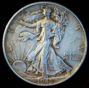 lot 67 image: 1945 Walking Liberty Half Dollar