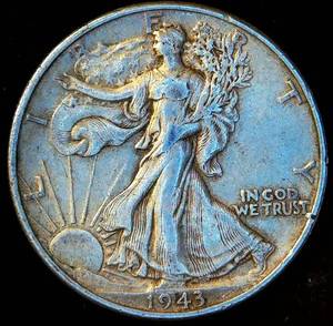 lot 68 image: 1943 Walking Liberty Half Dollar, XF, Original Surfaces