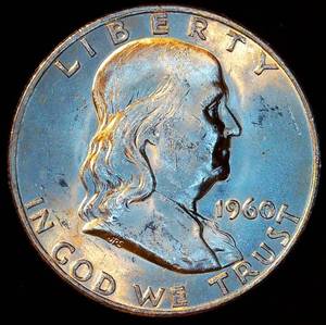 lot 60 image: Uncirculated, 1960-D Franklin Half Dollar, Original Surfaces wnear Full Luster