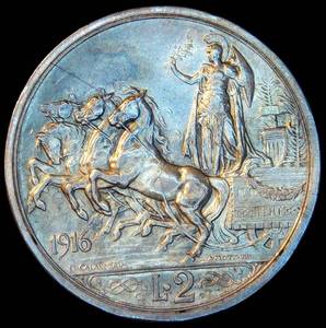 AU Silver 1916 Italy 2 Lire, Original Surfaces w/Near Full Luster, Spectacular Coin, .27oz ASW