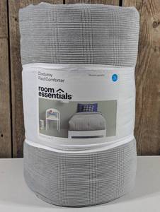 lot 1 image: Room Essentials - TwinTwin Extra Long Corduroy Plaid Comforter Gray