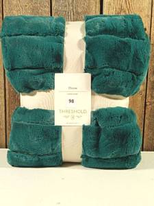 lot 98 image: Threshold - Channel Faux Fur Throw Teal, 50in x 60in