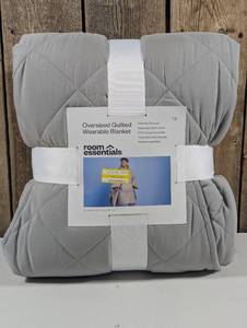 Room Essentials - Oversized Quilted Wearable Blanket Gray 60x80