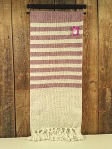 lot 61 image: White & Purple Striped Decorative Throw Blanket, 50x60
