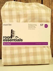 lot 58 image: Room Essentials - Queen Beige Gingham Microfiber Sheet Set