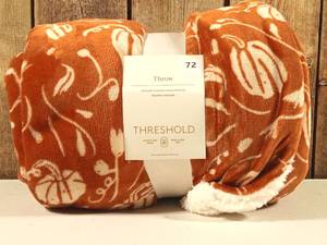 lot 73 image: Threshold - Throw Blanket Reversible 50inx60in  Rust Orange Fall Throw