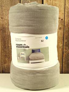 lot 83 image: Room Essentials - TwinXL Twin Long Corduroy Plaid Comforter Gray