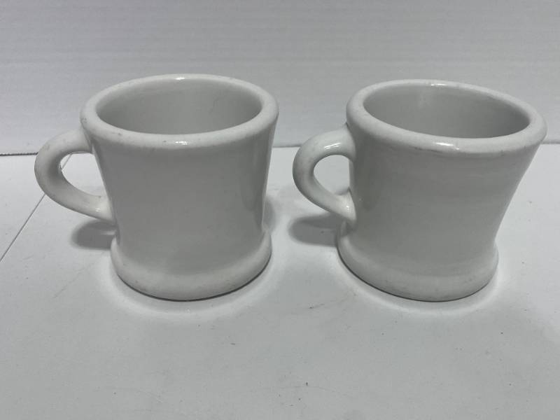 lot 51 image: 2 Vintage Hall Heavy White Restaurant Coffee Mugs